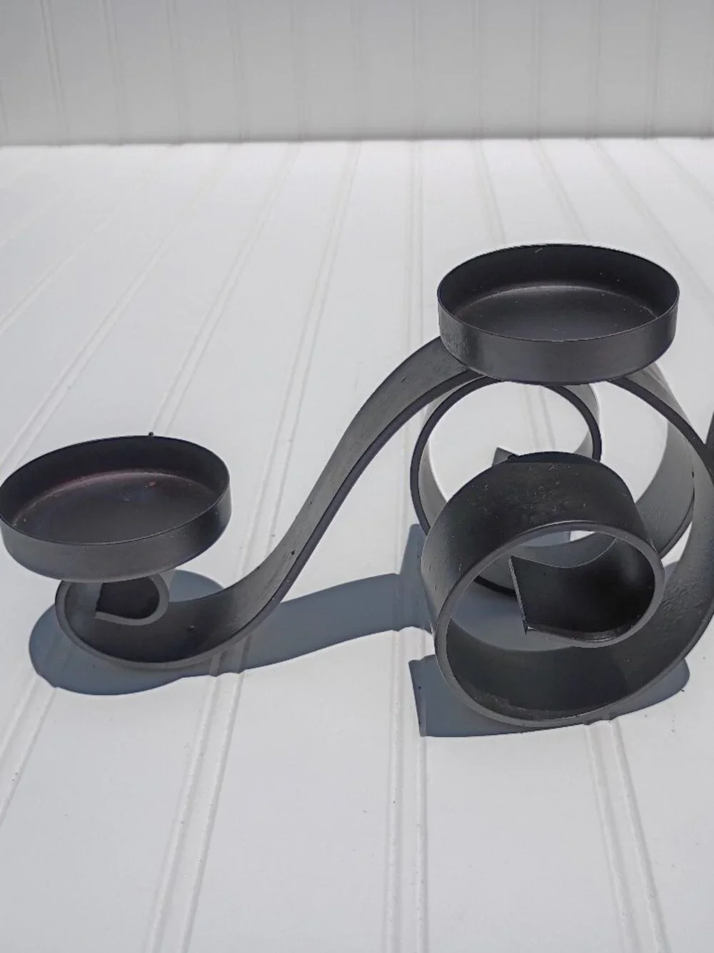 Wrought Iron Candelabra Centerpiece Black Scrollwork Tiered Candle Holder 5-Arm